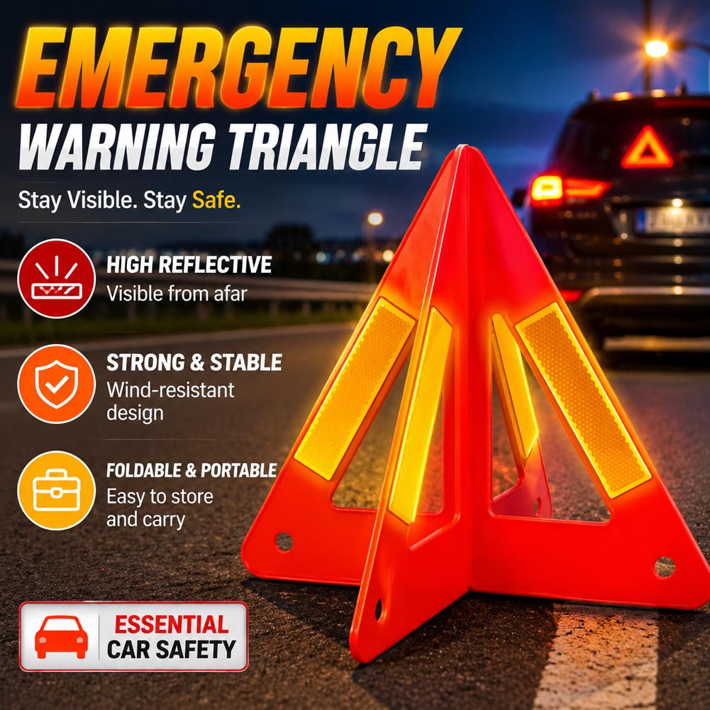 Emergency Exit Sign - ป้ายเตือนรูปสามเหลี่ยมสะท้อนแสง ป้ายหยุดแบบสามขาสีแดง ป้ายหยุดฉุกเฉิน ป้ายเตือนรถเสีย ป้ายหยุดสำหรับรถยนต์