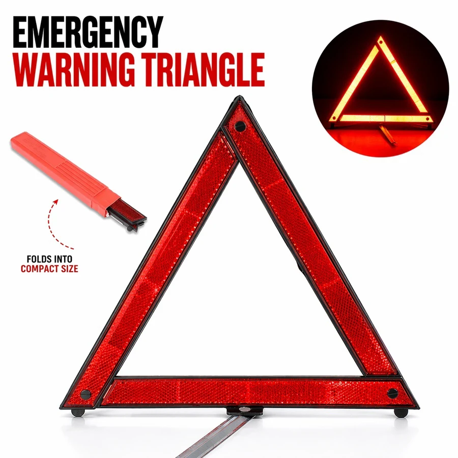 Emergency Exit Sign - ขาตั้งสามขาแบบพับได้ ป้ายหยุดฉุกเฉิน สะท้อนแสงสีแดง สามเหลี่ยมเตือนภัยฉุกเฉิน สามเหลี่ยมนิรภัย อุปกรณ์เสริมในรถยนต์