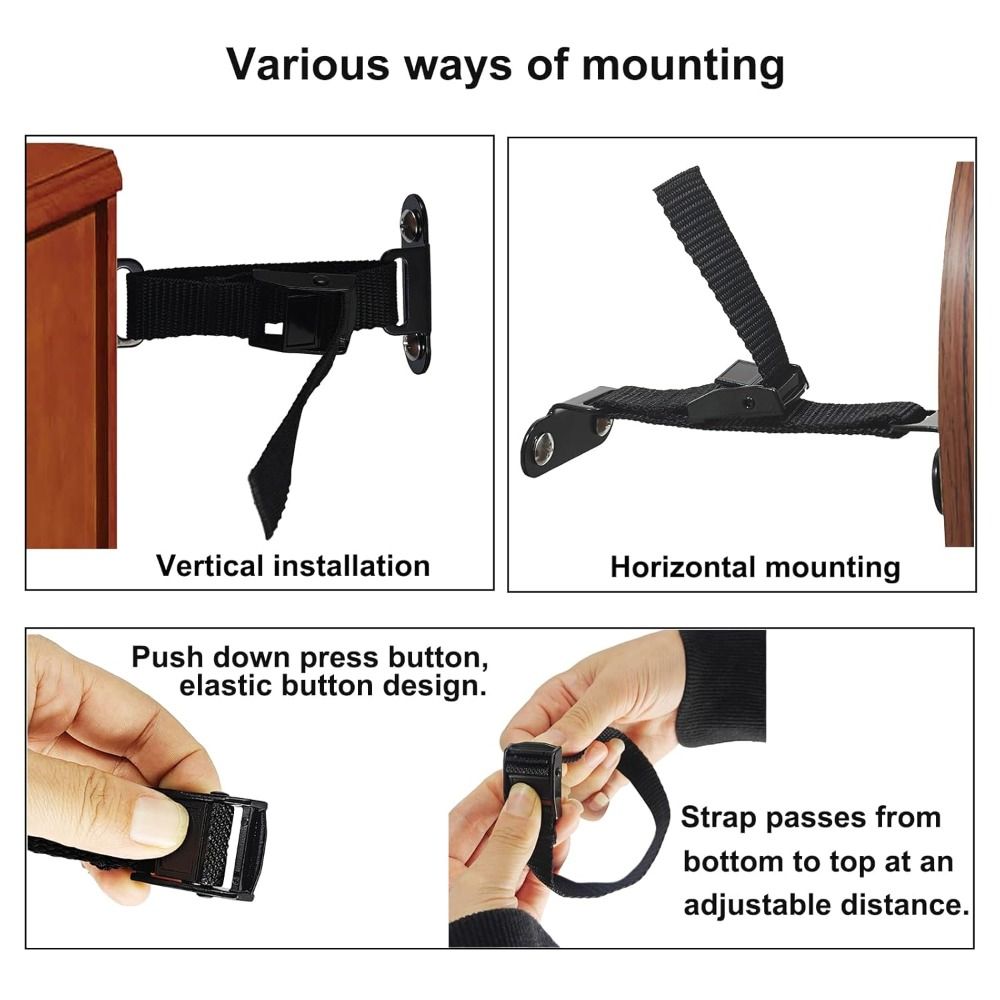 Earthquake Anchor Strap - ตัวยึดเฟอร์นิเจอร์กันแผ่นดินไหว ติดตั้งง่าย ปรับได้ ใช้ได้กับผนังทั่วไป ชุดอุปกรณ์ความปลอดภัยเฟอร์นิเจอร์ ป้องกันการลื่นไถล