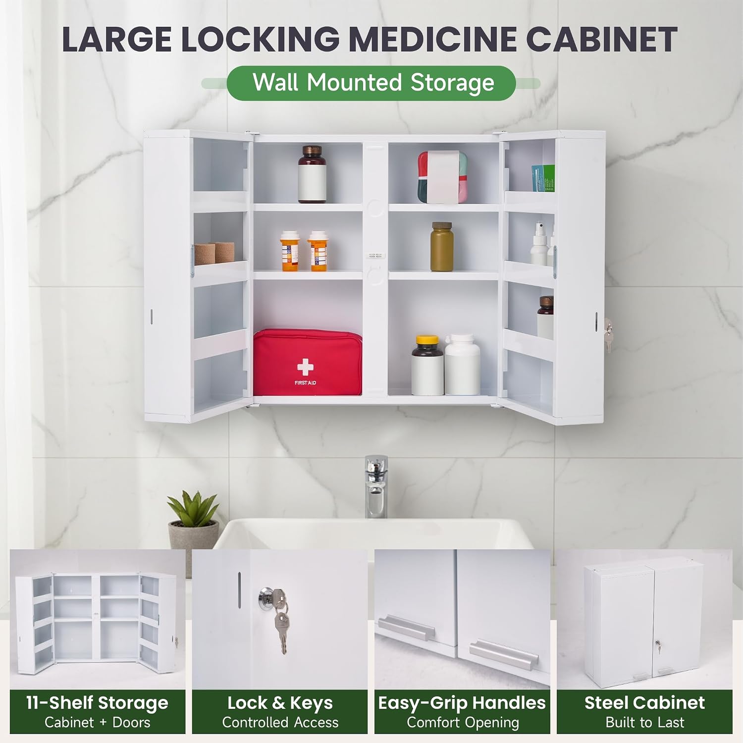 ตู้ยาขนาดใหญ่พร้อมระบบล็อค, 11 - Medicine Cabinet Lock บทวิจารณ์และราคา